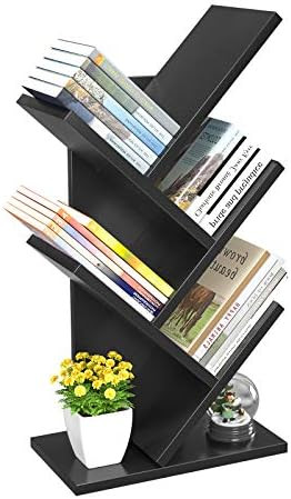 Tree Bookshelf, 4-Tier Book Storage Organizer Shelves Floor Standing Bookcase, Wood Storage Rack for | Amazon (US)