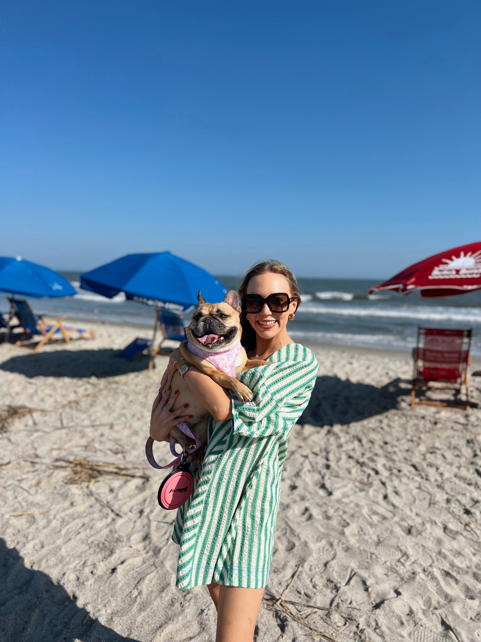 Striped green and white romper with tortoise Gucci sunglasses 

#LTKootd
