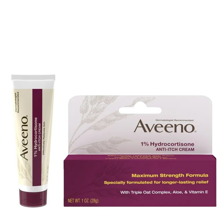 Aveeno Maximum Strength 1% Hydrocortisone Anti-Itch Cream, Triple Oat | Walmart (US)