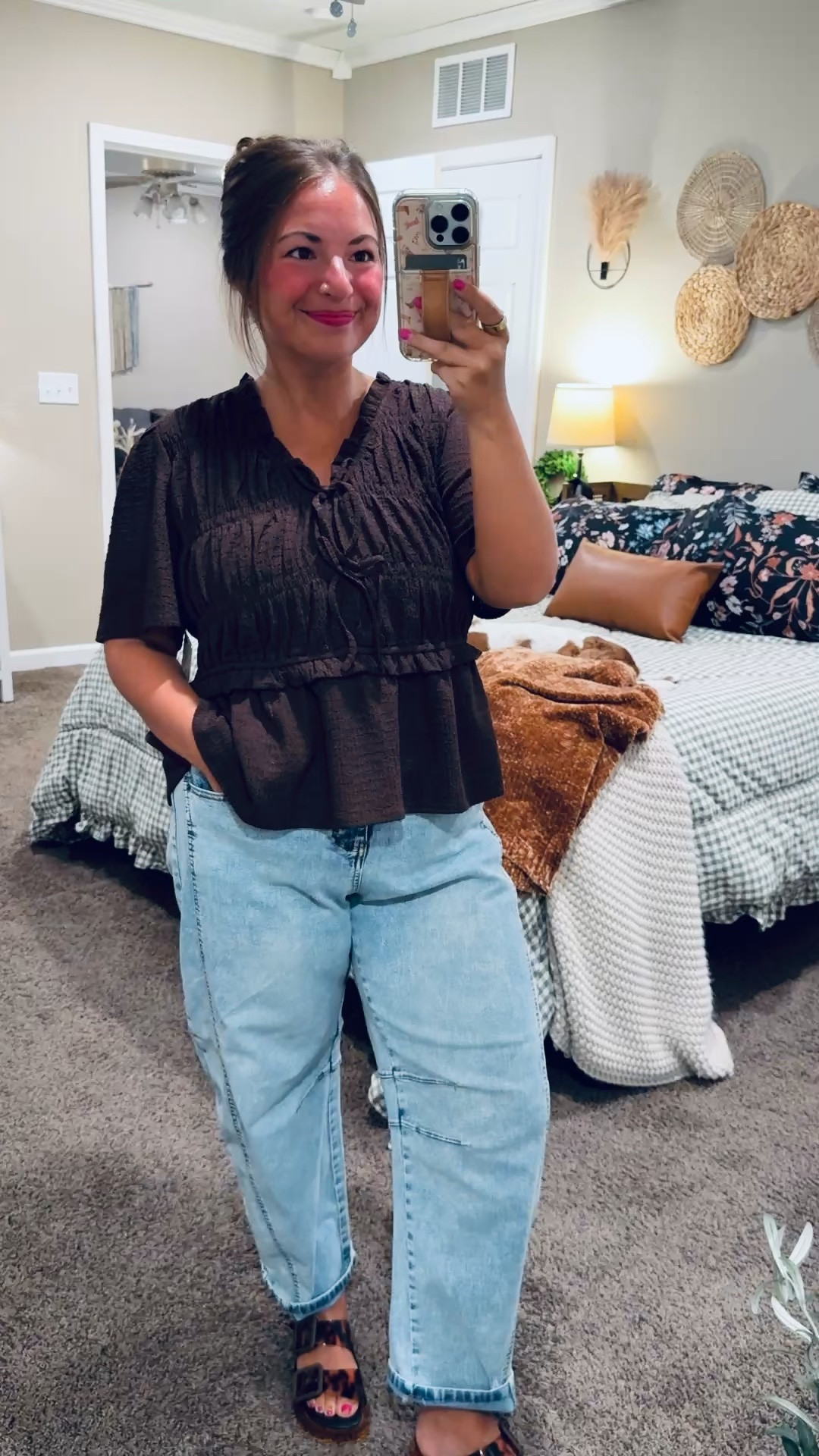 I loved this flattering Scenario blouse so much in red that I had to try the brown too! 🤎 The rich fall color is so good, and it looks so cute paired with jeans! ✨


sandals: fit true to size // wearing a 5
jeans: fit true to size (SUPER stretchy) // wearing a large
blouse: fits true to size // wearing a large 

 #LTKootd #LTKMidsize #LTKWorkwear