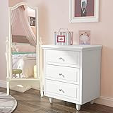 Amazon.com: Lamerge White Nightstand with 3 Drawers,Sofa Side Table/End Table,Wooden Legs,Storage... | Amazon (US)