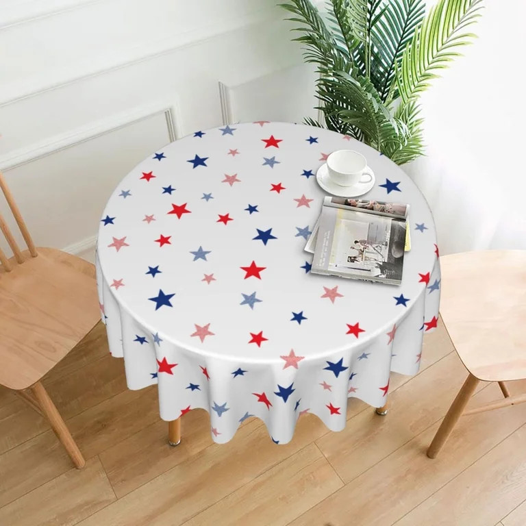 DefiDgd 59inch 4th of July Round Tablecloth,Plastic Disposable American Flag Theme Tablecover for... | Walmart (US)