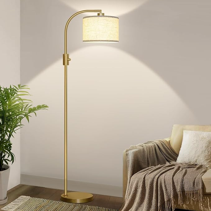 【Upgraded】 Dimmable Floor Lamp, 1200 Lumens LED Bulb Included, Gold Arc Floor Lamps for Livin... | Amazon (US)