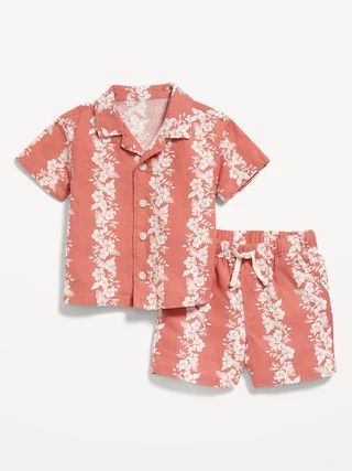 Short-Sleeve Printed Linen-Blend Shirt & Shorts Set for Baby | Old Navy (US)