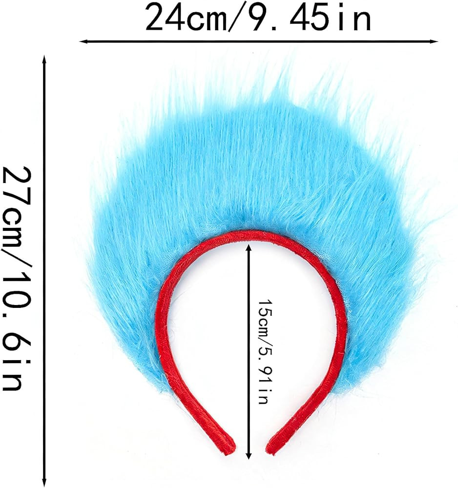 Blue Fuzzy Costume Headbands Cosplay Hairband Soft Costume Accessories for World Book Day Hallowe... | Amazon (US)