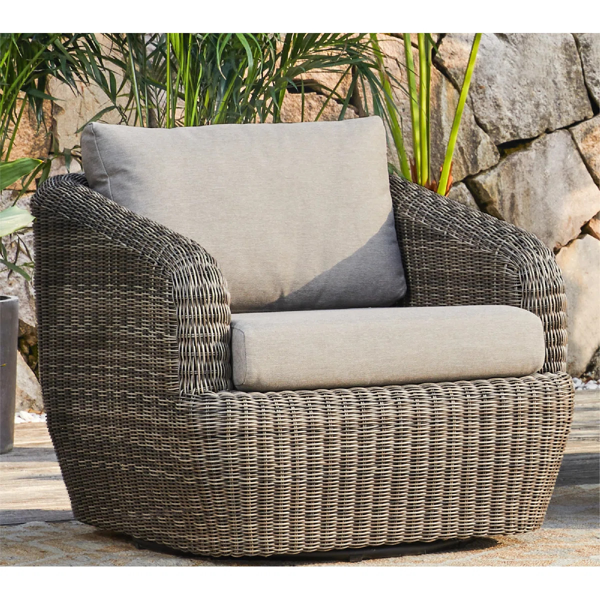 Cambelle Swivel Premium All-Weather Wicker Outdoor Lounge Chair | Wayfair North America