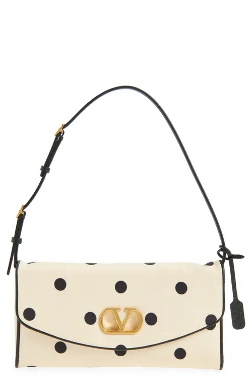 Valentino Garavani DeVain Polka Dot Silk Clutch in Butter at Nordstrom | Nordstrom