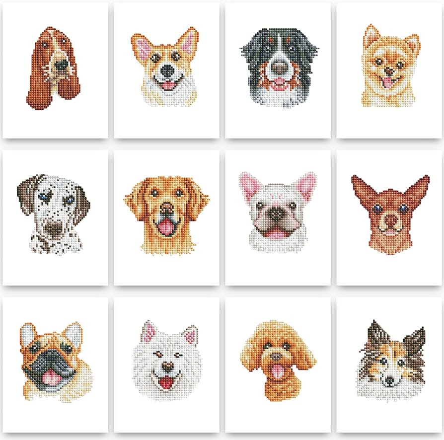 PeakLuv 12 Pcs Dog Small Diamond Art Kits, Puppy Mini Diamond Painting Kits for Adults Beginners,... | Amazon (US)