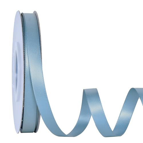 Ribest Dusty Blue Double Faced Satin Ribbon, 3/8 Inch Continuous 50 Yard Fabric Ribbon for Crafts Gift Wrapping Hair Bows Wedding Party Decoration | Amazon (US)