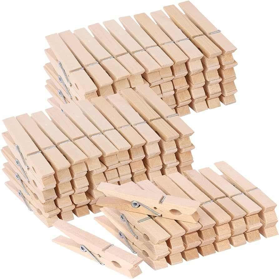 100pcs Clothes Pins Wooden Clothespins 3inch Heavy Duty Wood Clips for Hanging Clothes Pictures O... | Amazon (US)