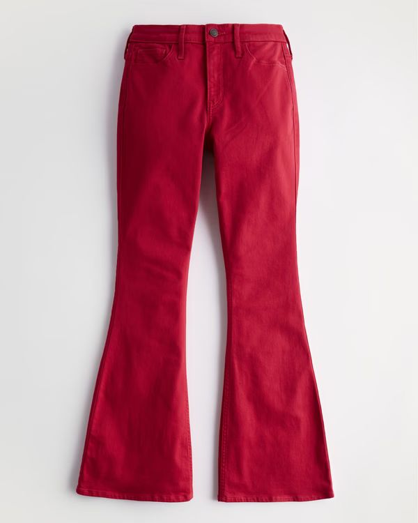 High-Rise Red Flare Jeans | Hollister (US)