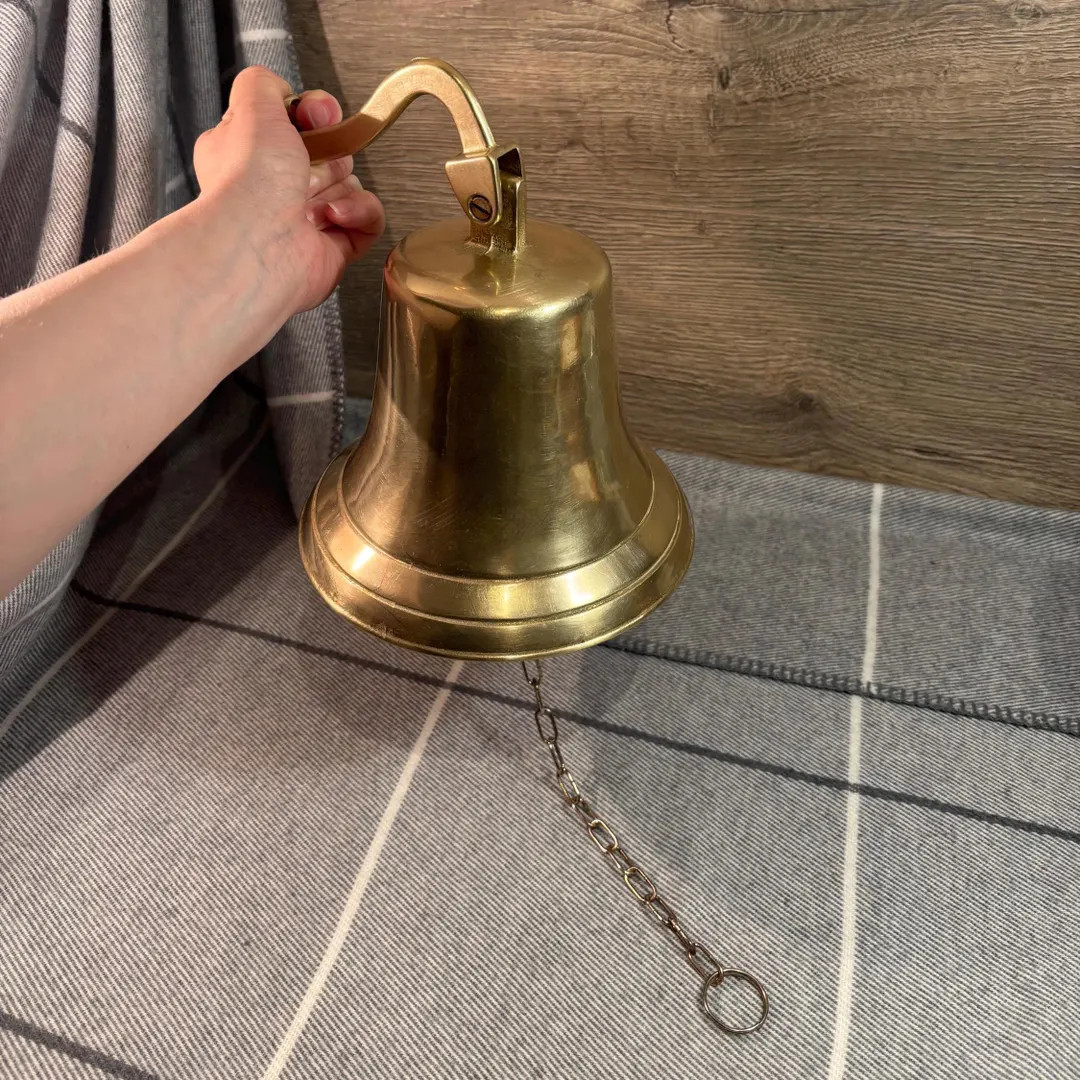 Vintage Italian Large Heavy Brass Wall Mounted Chain Clapper Wall Bracket Bell | Mediterranean Na... | Etsy (US)