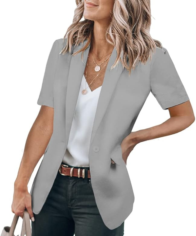 Cicy Bell Women's Casual Blazer Short Sleeve Lapel Open Front Work Office Jacket | Amazon (US)