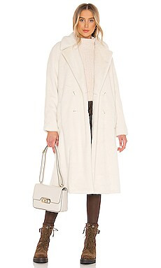 cupcakes and cashmere Celestia Faux Fur Trench Coat in Birch White from Revolve.com | Revolve Clothing (Global)