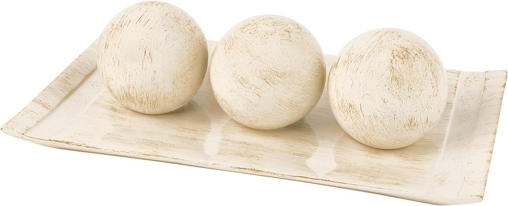 Rustic Luxe Home Decor - Decorative Tray and Orb Set - Centerpiece Table Decorations for Coffee T... | Amazon (US)