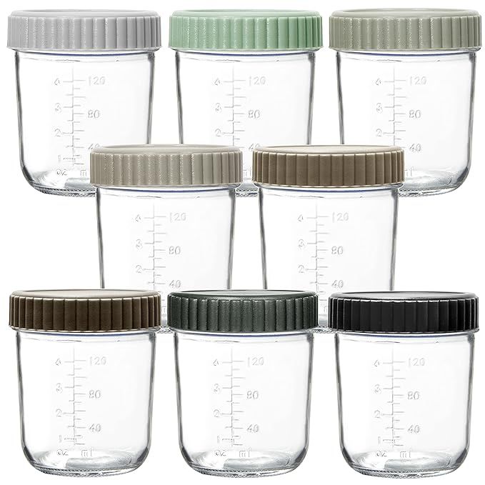 Youngever Glass Baby Food Storage, 6 Ounce Baby Food Glass Containers with Airtight Lids, Glass J... | Amazon (US)