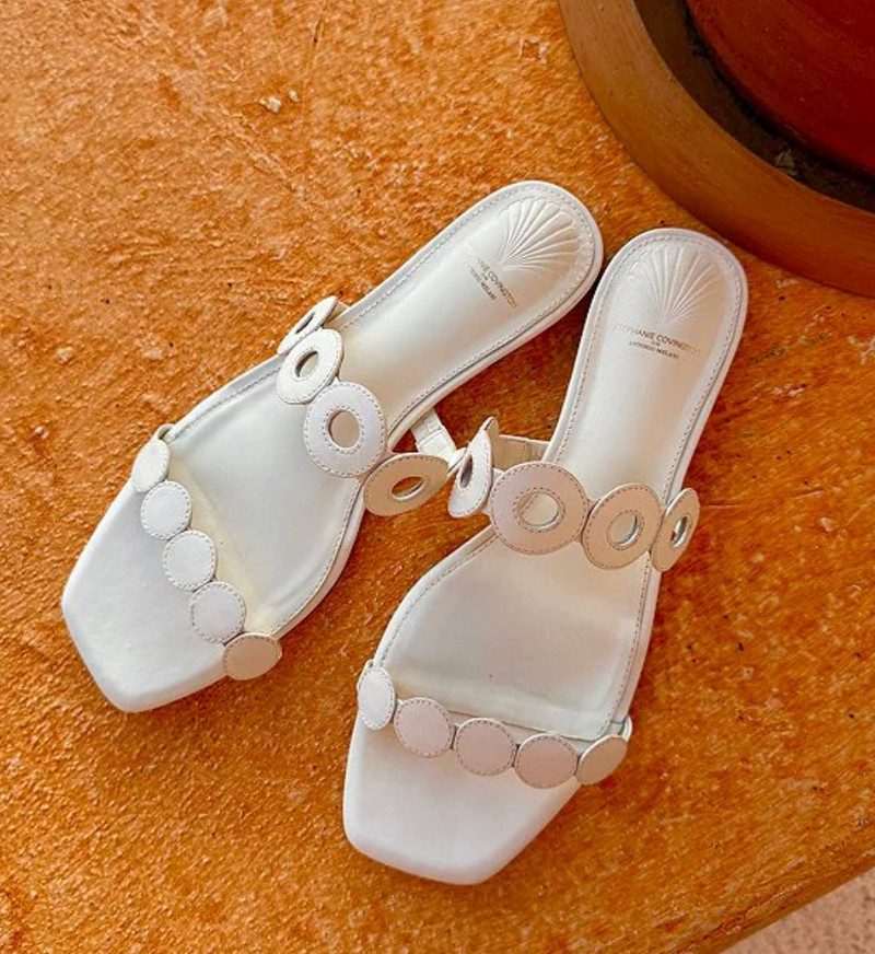 Dillards - Aida Leather Double Band Disk Flat Sandals 

 