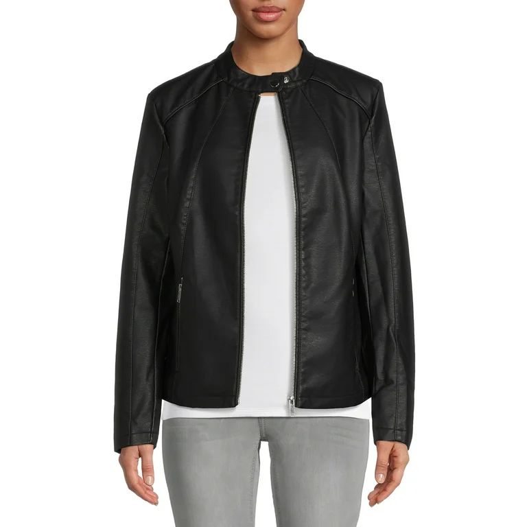 Mark Alan Women's Center Zip Faux Leather Jacket | Walmart (US)