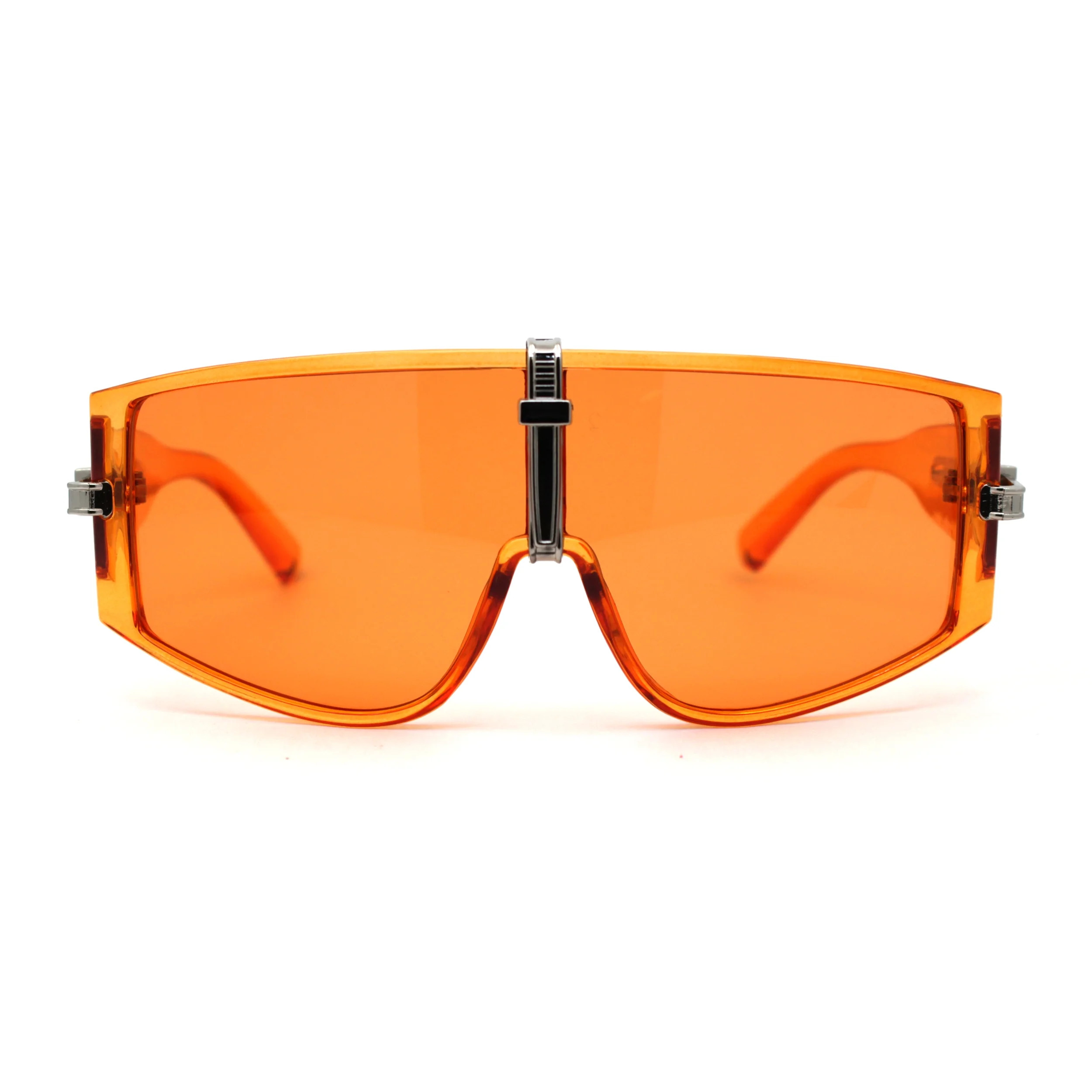 Mens Zip Tie Jewel Trim Funky Shield Oversize Sunglasses Orange - Walmart.com | Walmart (US)