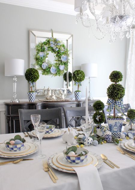Sharing my favorite spring reel ever! 💙Partly because I love the look of the Royal Blue Check pieces paired with gold accents, but mainly because it was so fun decorating this with my darling daughter! 

#LTKwedding #LTKSeasonal #LTKhome