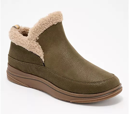 Clarks Cloudsteppers Faux Fur Slip-On Booties -Breeze Park - QVC.com | QVC