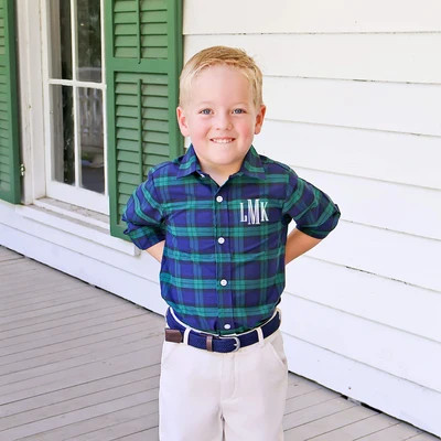 Hamilton Plaid Navy & Green Button Down Shirt | Classic Whimsy
