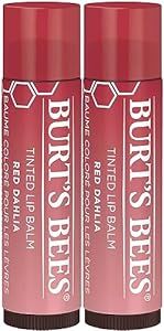 Burt's Bees Lip Balm, Tinted Moisturizing Lip Care for Women, 100% Natural, with Shea Butter, Red... | Amazon (US)