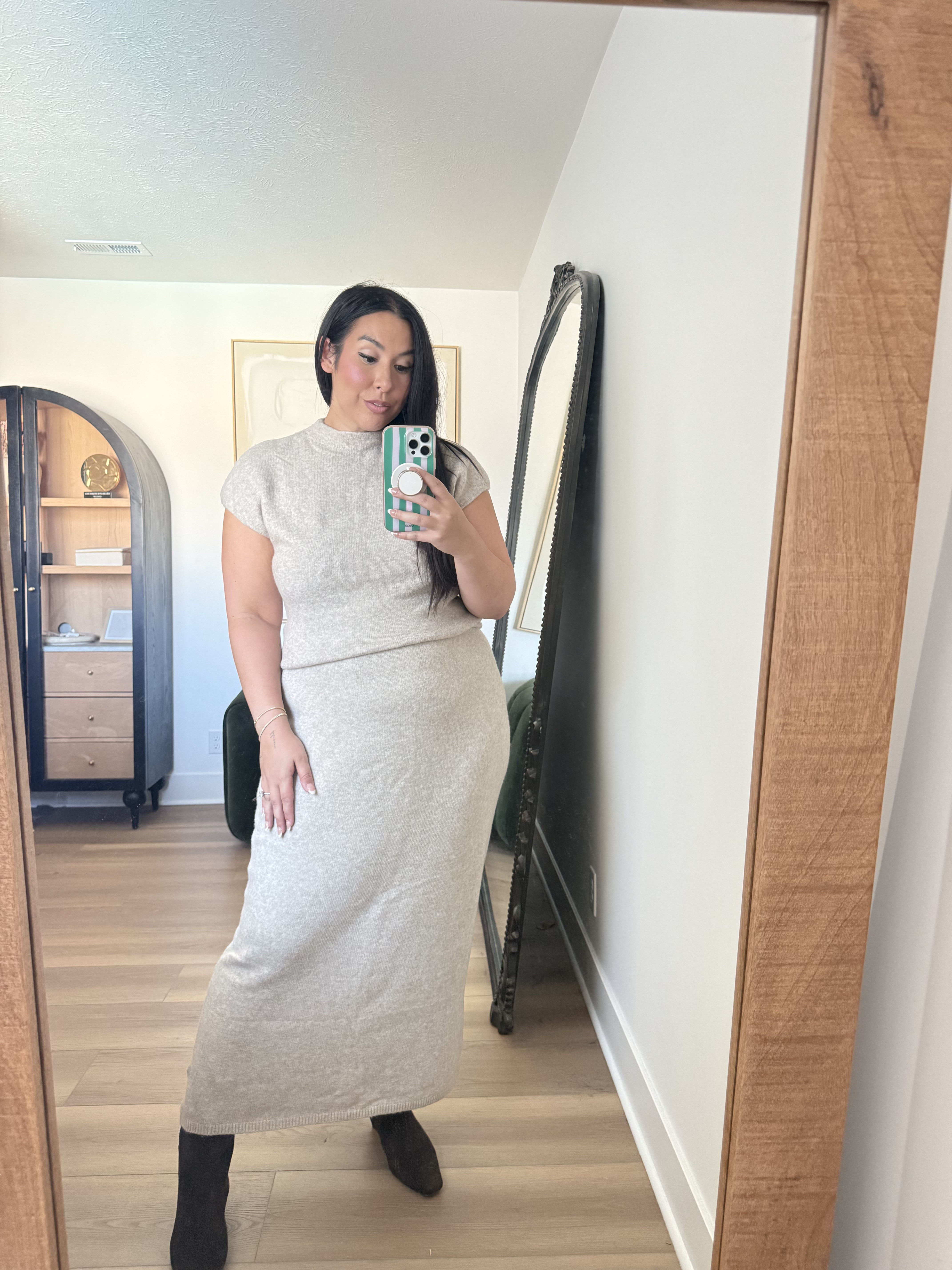 The perfect comfortable and elevated set for fall!
wearing an XL in top and skirt
fall outfits, midsize fashion, mom outfits 

 #LTKgrwm #LTKootd #LTKMidsize