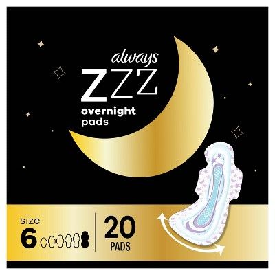 Always ZZZ Overnight Pads with Wings - Size 6 - 20ct | Target
