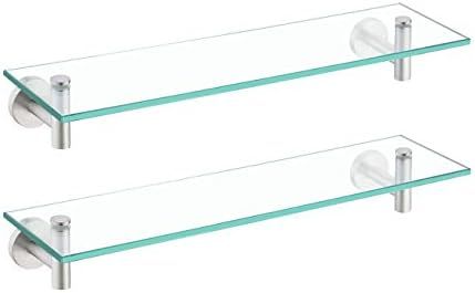 KES Bathroom Glass Shelf Rectangular 20-Inch Floating Glass Shelves 2 Pack with Rustproof Stainle... | Amazon (US)