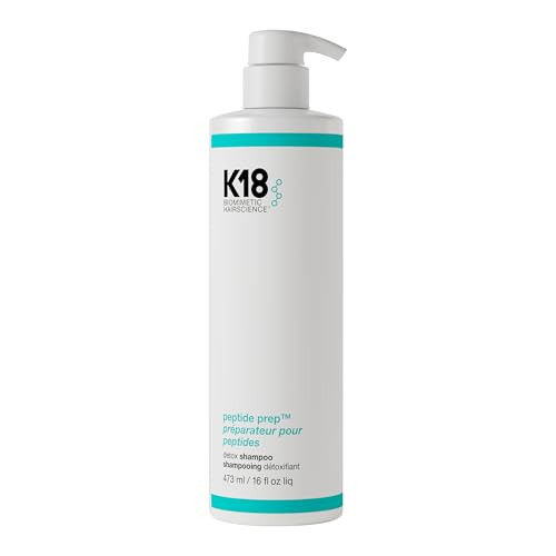 K18 Peptide Prep Detox Shampoo - Color Safe Clarifying Shampoo for Build Up Removal - Gently Removes Dirt, Oil + Metals from Hard Water with Activated Charcoal + Salicylic Acid (16 Fl oz) | Amazon (US)