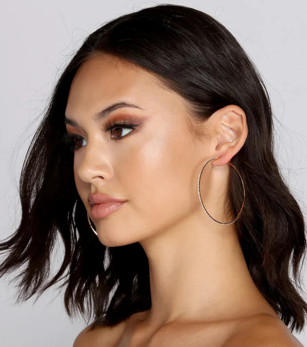 Stunning Sparkle Large Hoop Earrings | Windsor Stores
