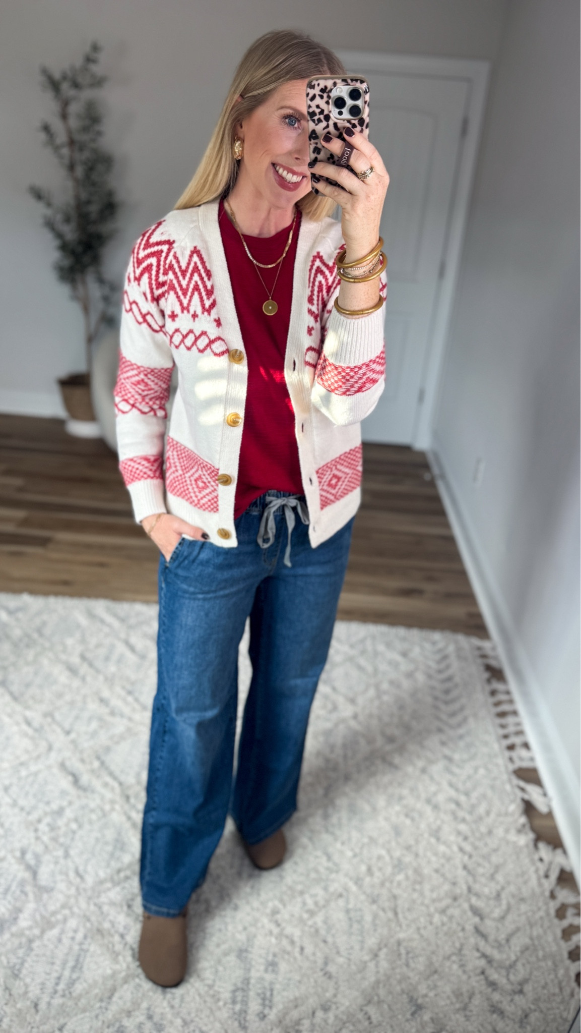 Daily try on, Maurices outfits, maurices try on, red fair isle cardigan, wide leg jeans 

Small 

#LTKFindsUnder50 #LTKSaleAlert #LTKHoliday