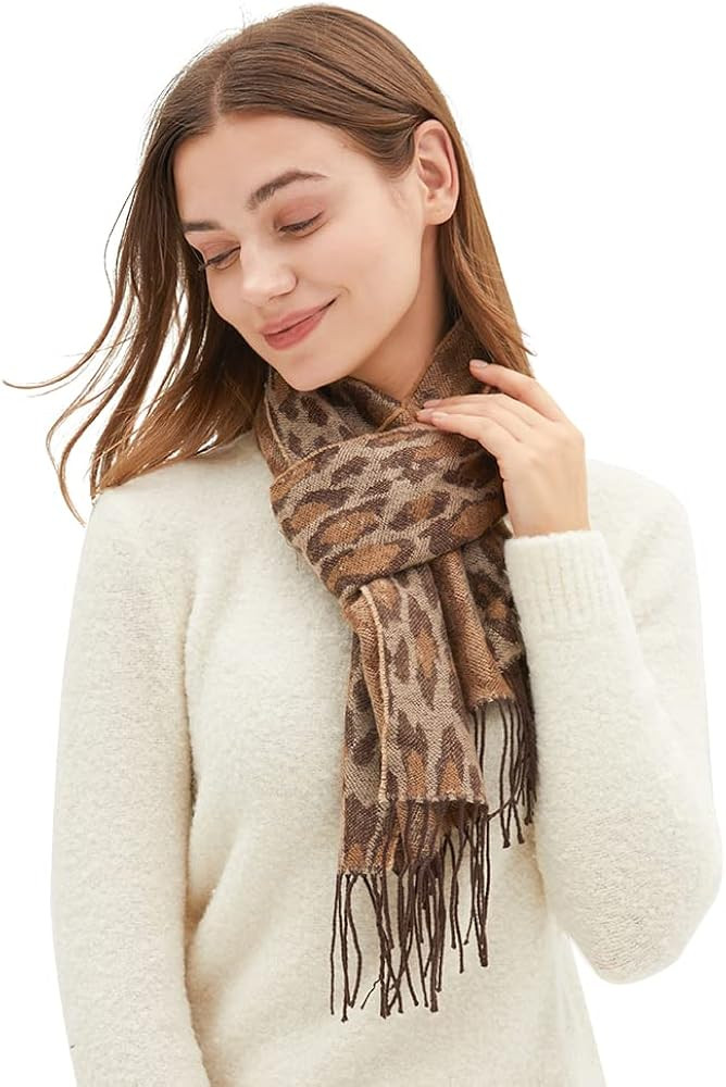 OHYOGA Women's Fashion Leopard Warm Scarf Fall Winter Soft Long Wrap Shawl B177 | Amazon (US)