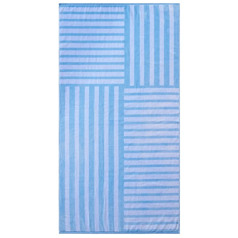 Better Homes & Gardens 2 Pack Cotton Blend Beach Towels, 72 x 38 in, Light Blue Rope | Walmart (US)