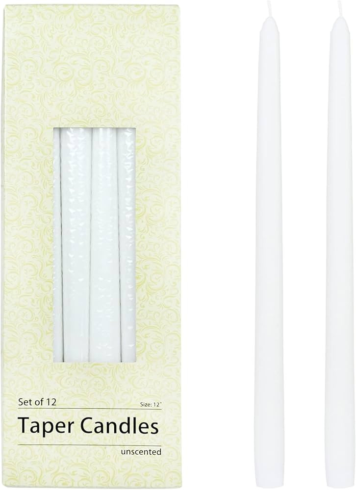 Zest Candle 12-Piece Taper Candles, 12-Inch, White | Amazon (US)