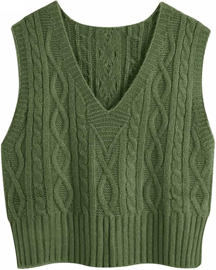 Aoysky Sweater Vest Women's V-Neck Sweater Tank Tops Pullover Cable Knit Vest Solid Color Sleevel... | Amazon (US)