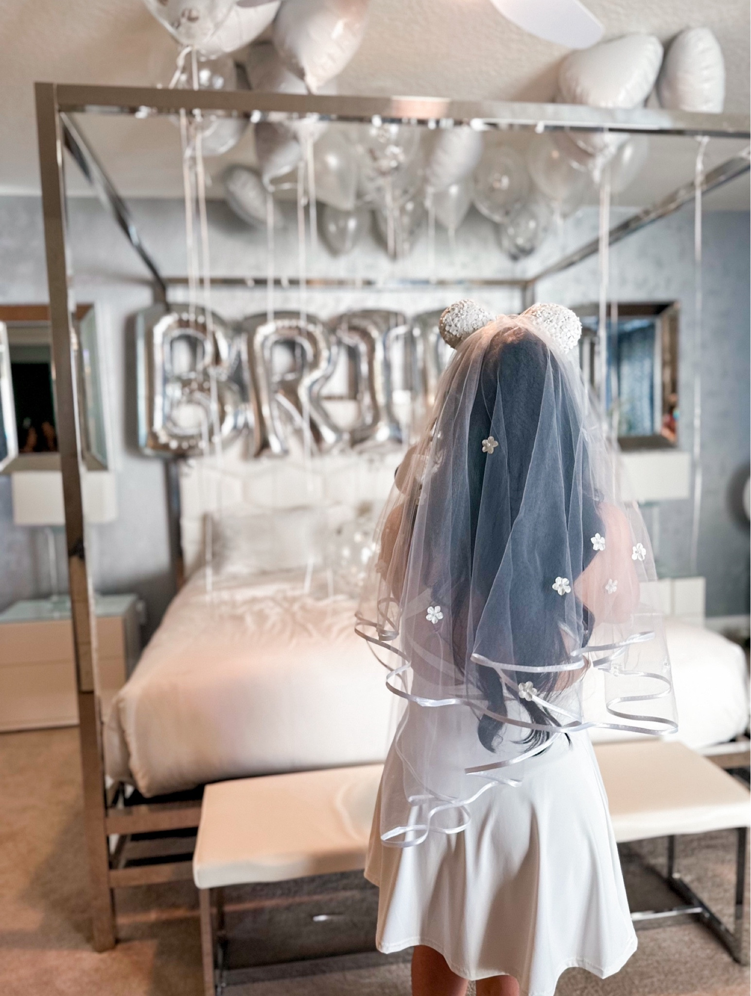 My bridal Mickey ears and room decor were absolutely perfect 🤍

#LTKParties #LTKWedding #LTKTravel