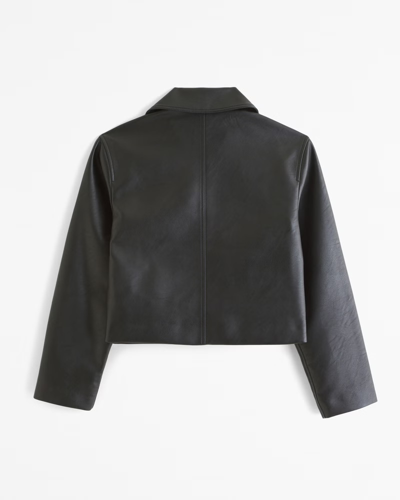 Vegan Leather Cropped Trucker Jacket | Abercrombie & Fitch (US)
