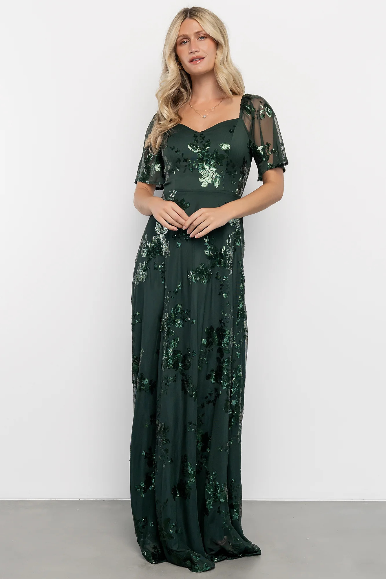 Karina Sequin Maxi Dress | Dark Green | Baltic Born