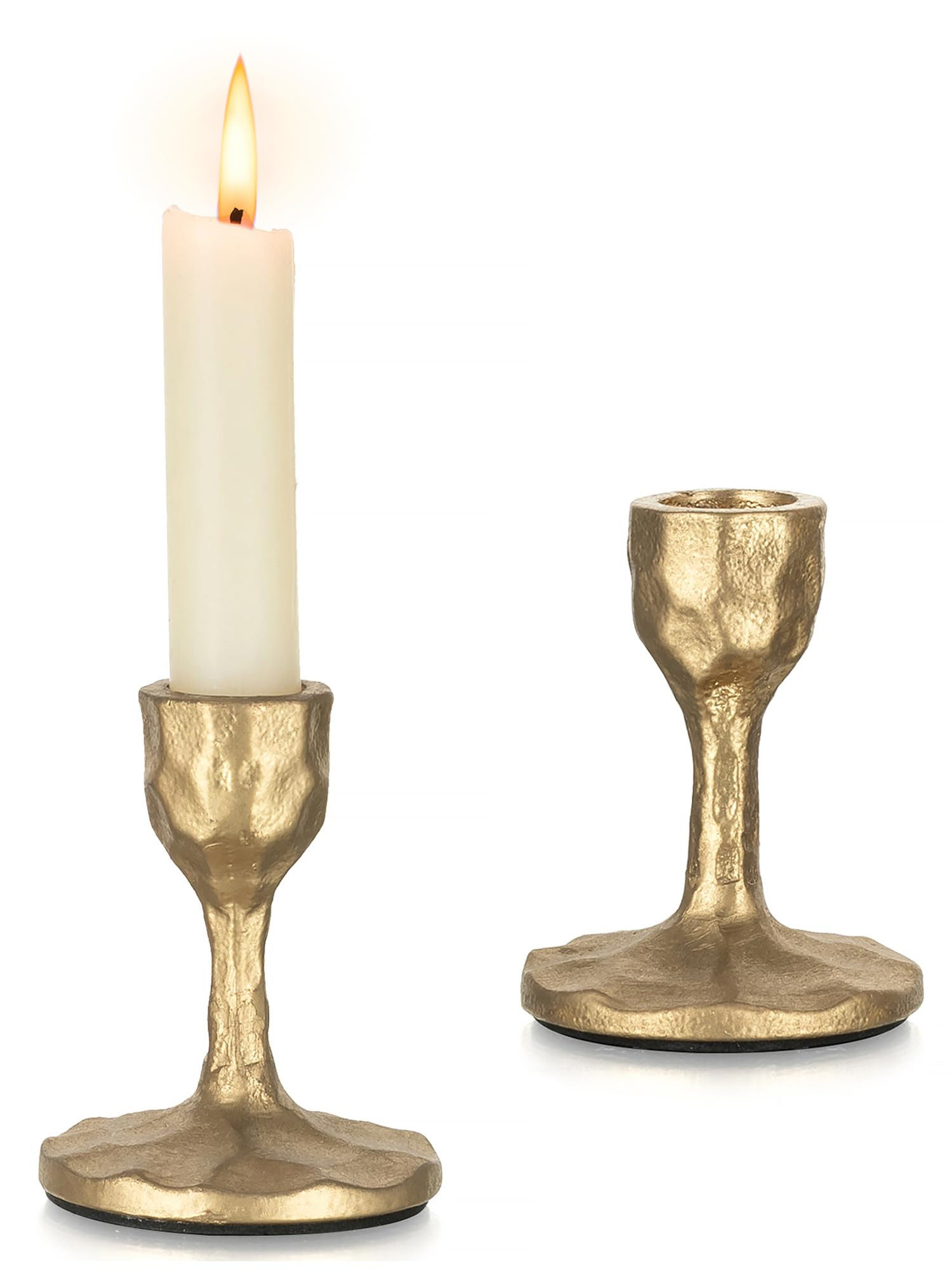 Antique Brass Iron Taper Candle Holder: Set of 2 Cast Wrought Iron Candle Holder Brass Candlestic... | Amazon (US)