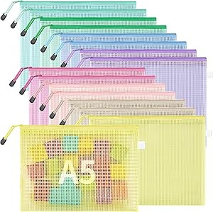 JARLINK 16pcs Mesh Zipper Pouch for Organizing, A5 Size Waterproof Zipper Storage Bags, 8 Colors ... | Amazon (US)