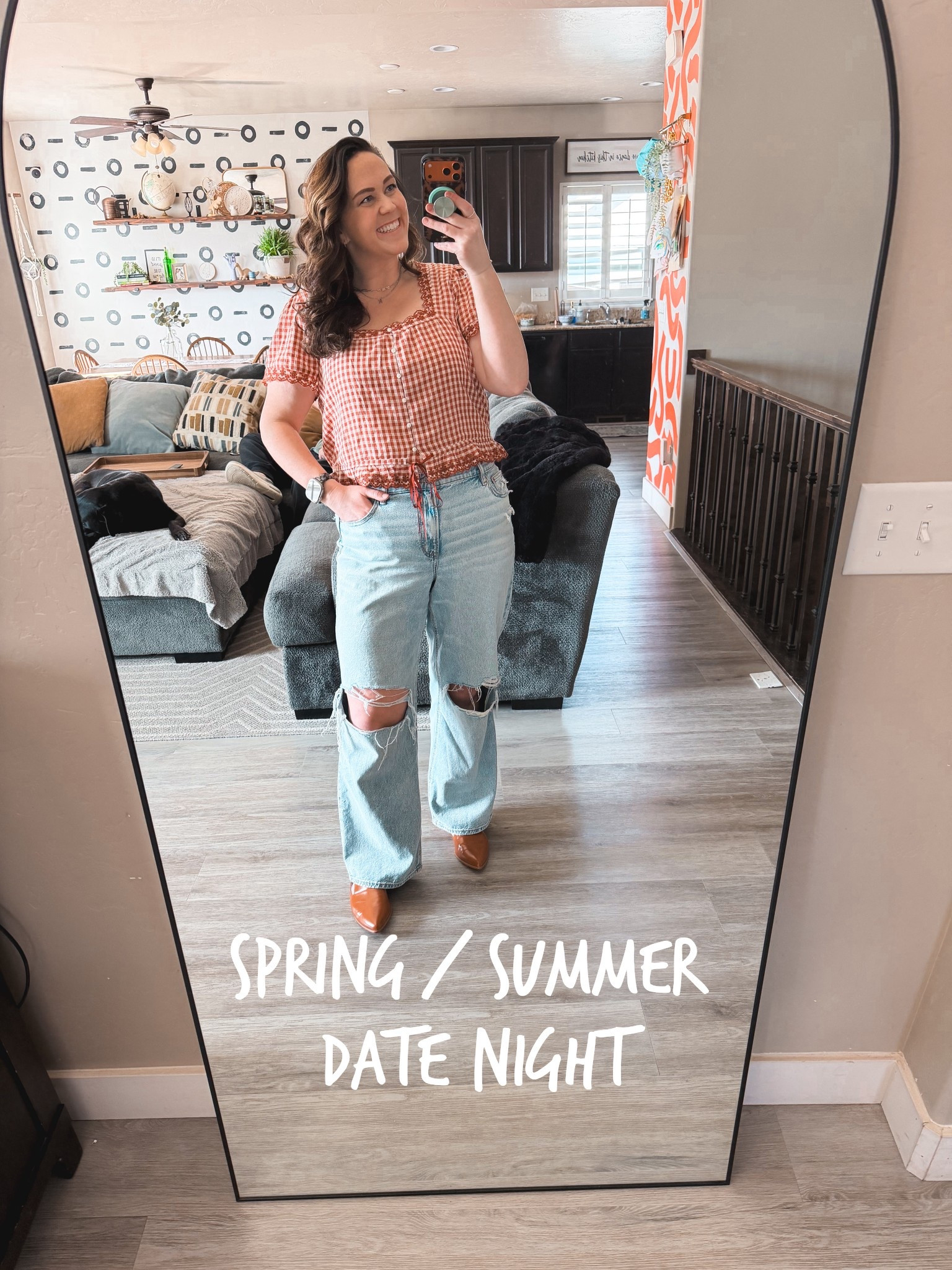 Date night fit for when it start warming up, or snag a cute cardigan to go over it! 🥰 

Top XL 
Jeans 16 Long 

@American Eagle Outfitters 

Size 14 | XL | 5’9 | 38DD

#LTKTall #LTKmomlife #LTKMidsize