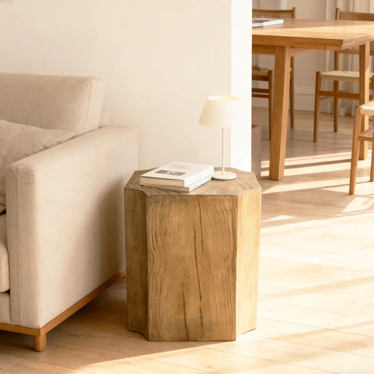 Faux Wood 14.6\u201d End Table Coffee Table Tan | Wayfair North America