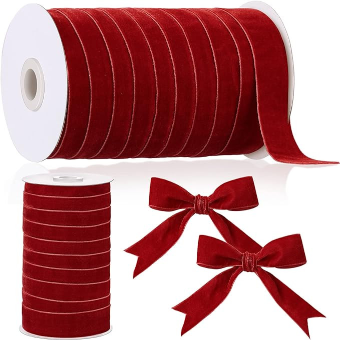 Amazon.com: Chuangdi Vintage Velvet Ribbon Single Face Spool Satin Velvet Ribbon for Valentine's ... | Amazon (US)