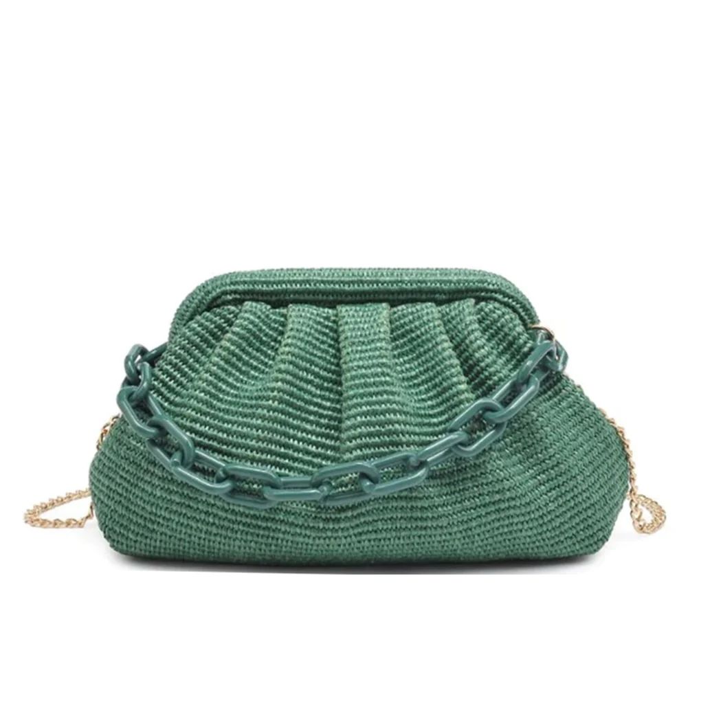 Solana Raffia Clutch Bag (Basil) | Sea Marie Designs