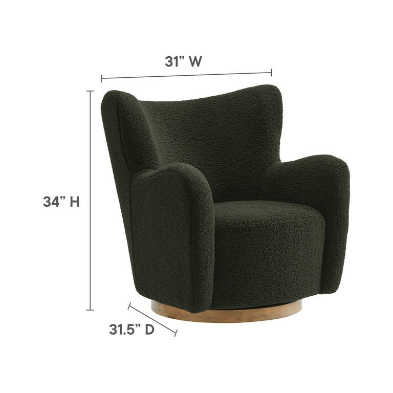 Modway Montrose Wingback Sherpa Swivel Accent Chair in Fern Walnut | Walmart (US)