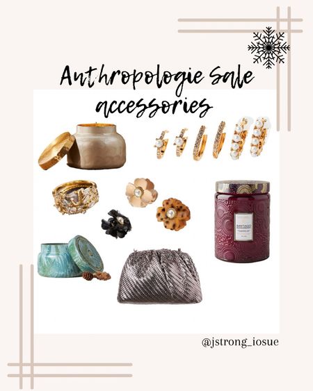 My top fave accessories from the Anthropologie sale! The earring bundle is by birthstone. Pick April or June for faux diamond or Pearl. These mini clips are so cute for half up half down style. Clutch comes in fun colors and these candles are my absolute fave!!! 

#LTKGiftGuide #LTKHoliday #LTKstyletip