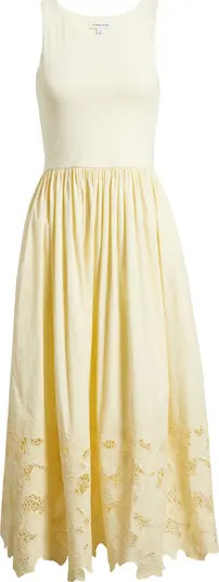 Embroidered Sleeveless Mixed Media Sundress | Nordstrom