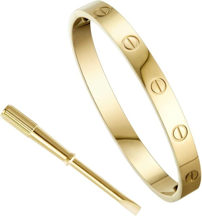 Bracelet Bangle Jewelry Love Bracelet Stainless steel Hinged Jewelry classic screw Design Valenti... | Amazon (US)